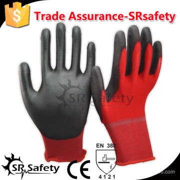 SRSAFTY 13 gauge safety nylon coated nitrile on palm safety working gloves